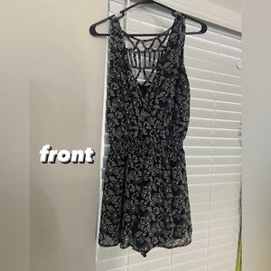 V neck Black and White Detailing Romper